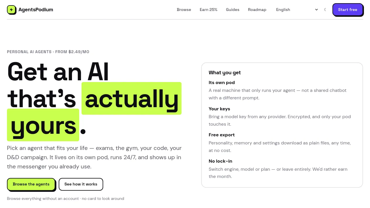 Homepage screenshot of agentspodium.com
