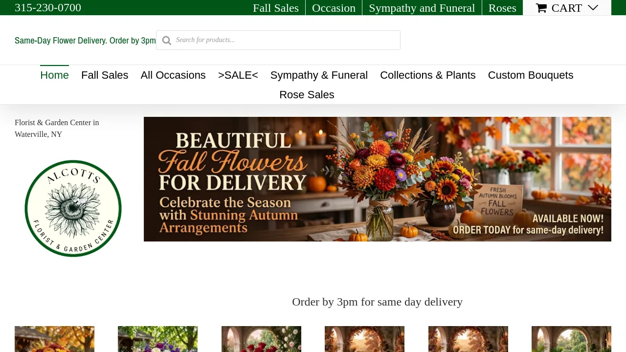 Homepage screenshot of alcottsgardencenter.com