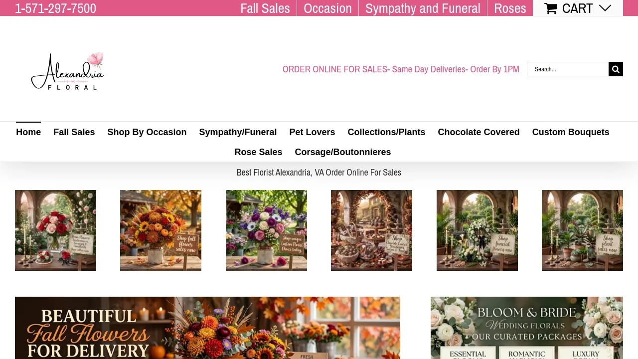 Homepage screenshot of alexandriafloral.com