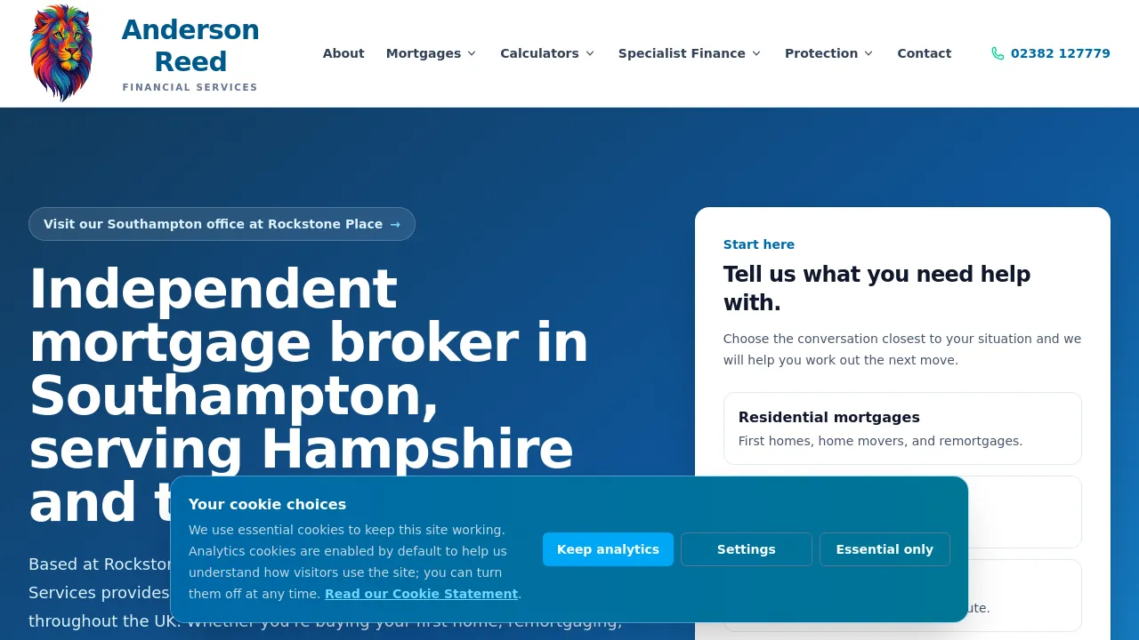 Homepage screenshot of andersonreed.co.uk