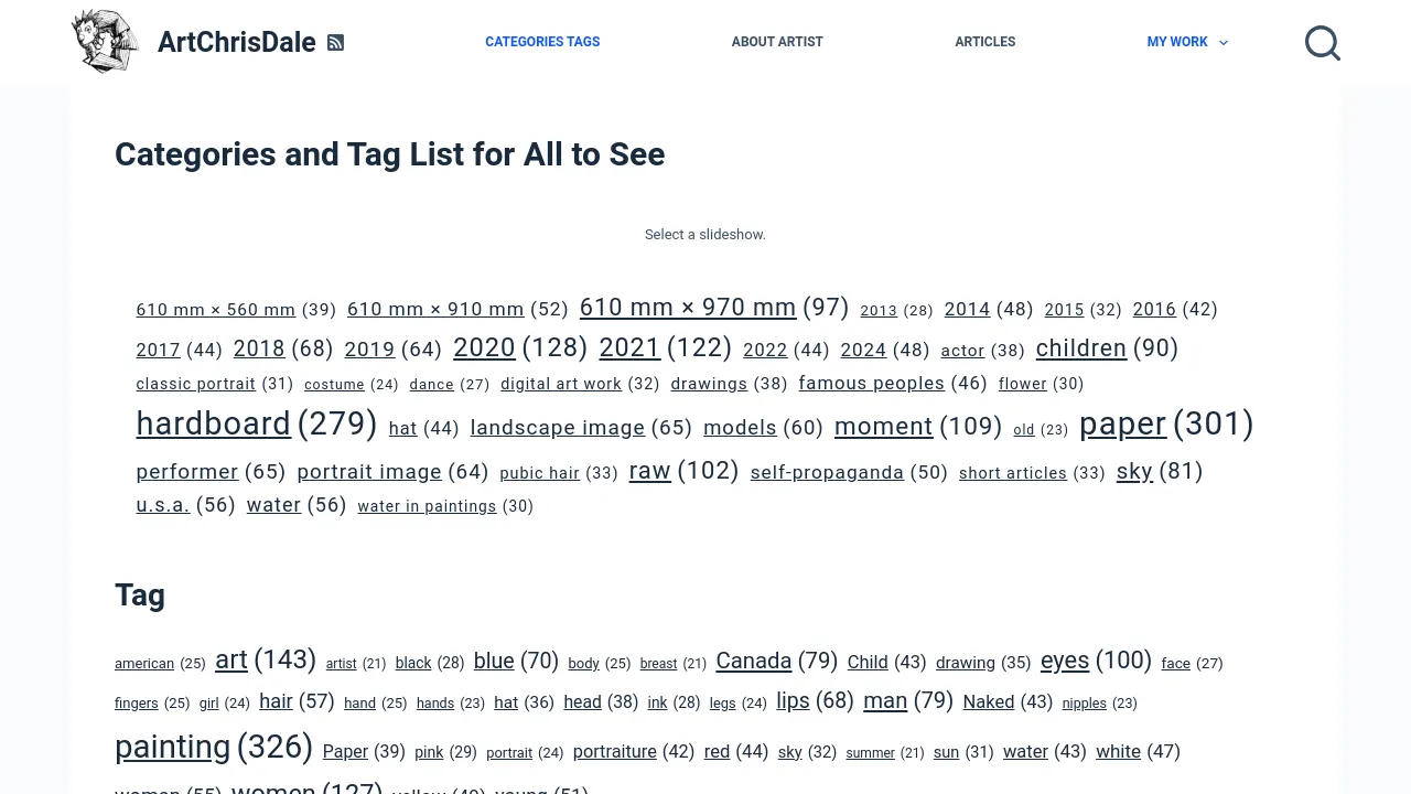 Homepage screenshot of artchrisdale.com