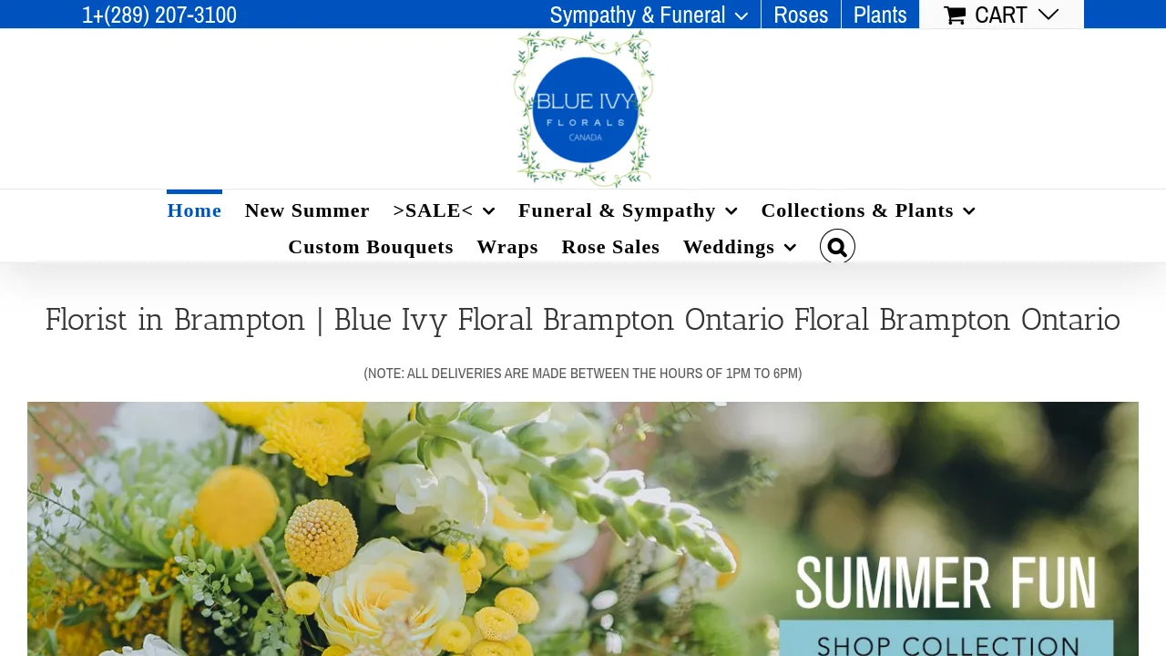 Homepage screenshot of blueivyfloral.ca