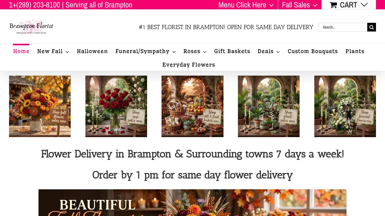 Homepage screenshot of bramptonflorist.ca