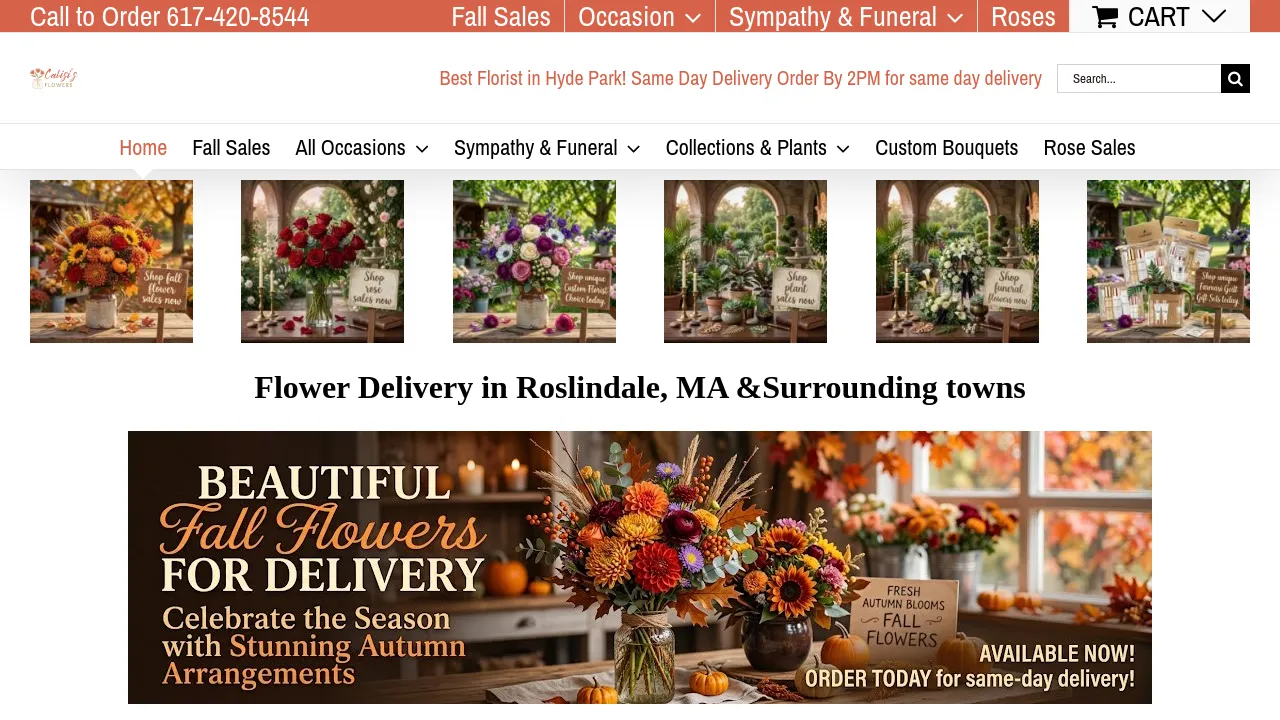 Homepage screenshot of calisisflowers.com