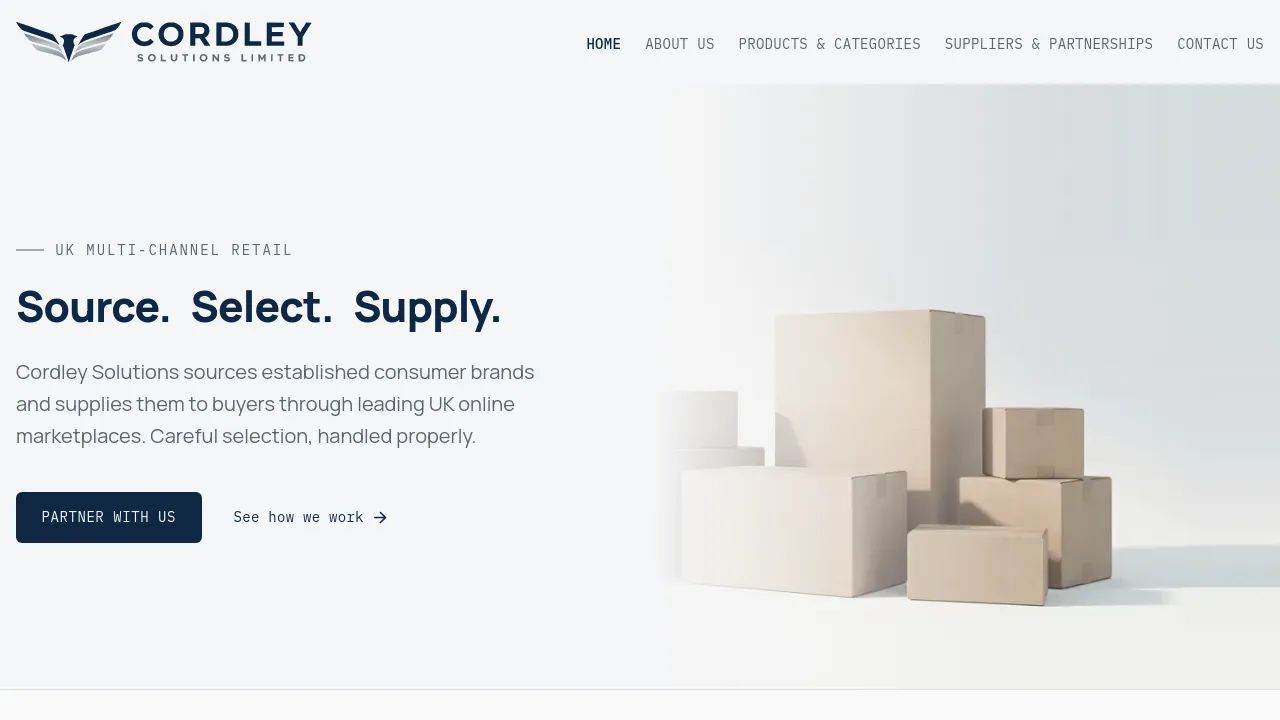 Homepage screenshot of www.cordleysolutions.co.uk