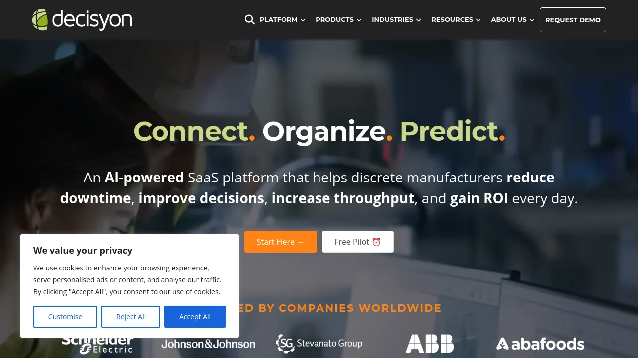 Homepage screenshot of www.decisyon.com
