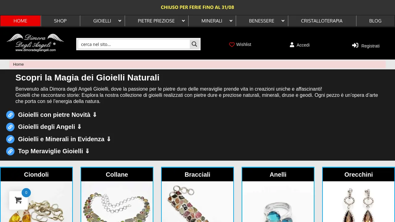 Homepage screenshot of www.dimoradegliangeli.com