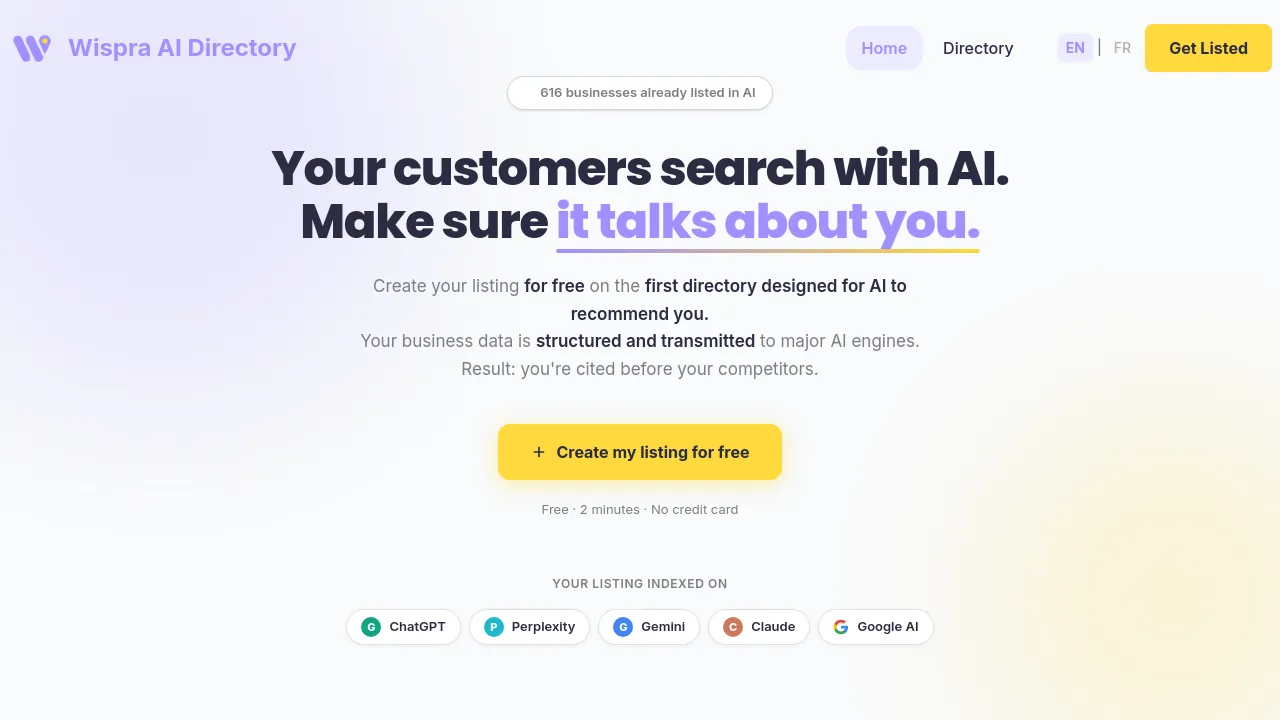Homepage screenshot of directory.wispra.com
