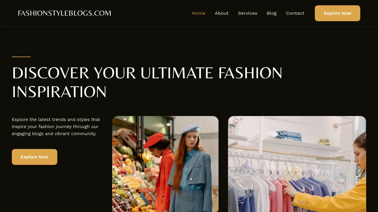 Homepage screenshot of fashionstyleblogs.com