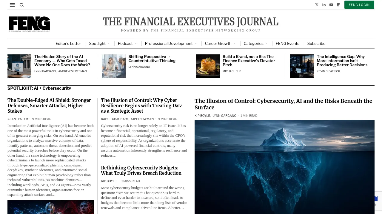 Homepage screenshot of financialexecutivesjournal.com