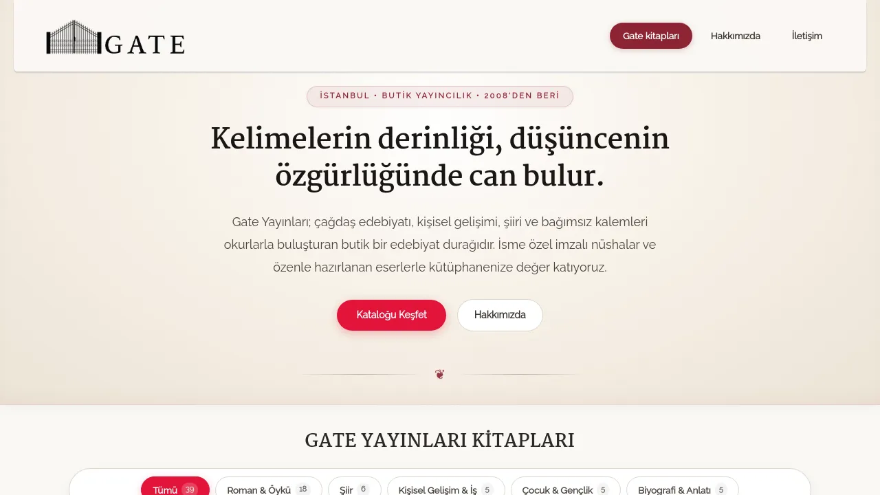 Homepage screenshot of gateyayinlari.com