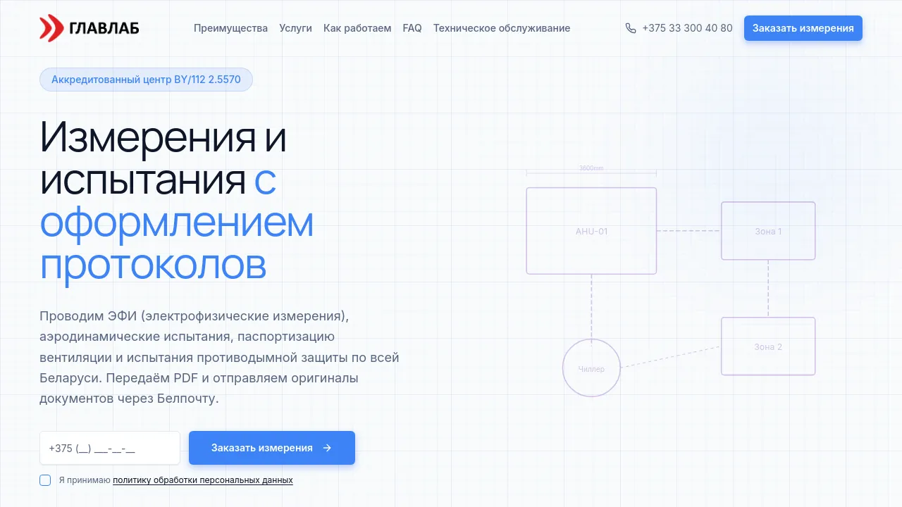 Homepage screenshot of ic.glavlab.by