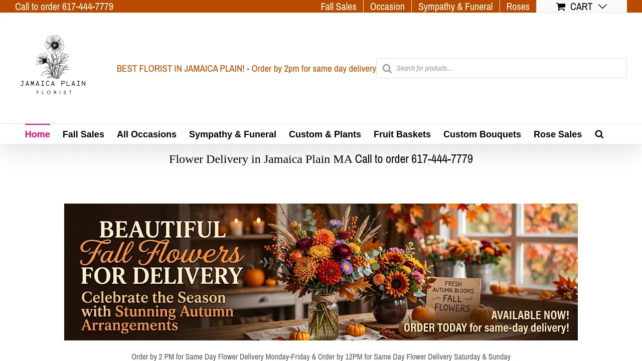 Homepage screenshot of jamaicaplainflorist.com