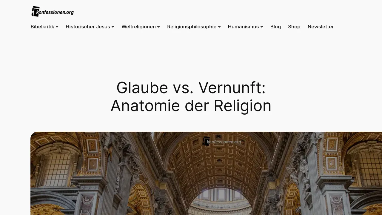 Homepage screenshot of konfessionen.org