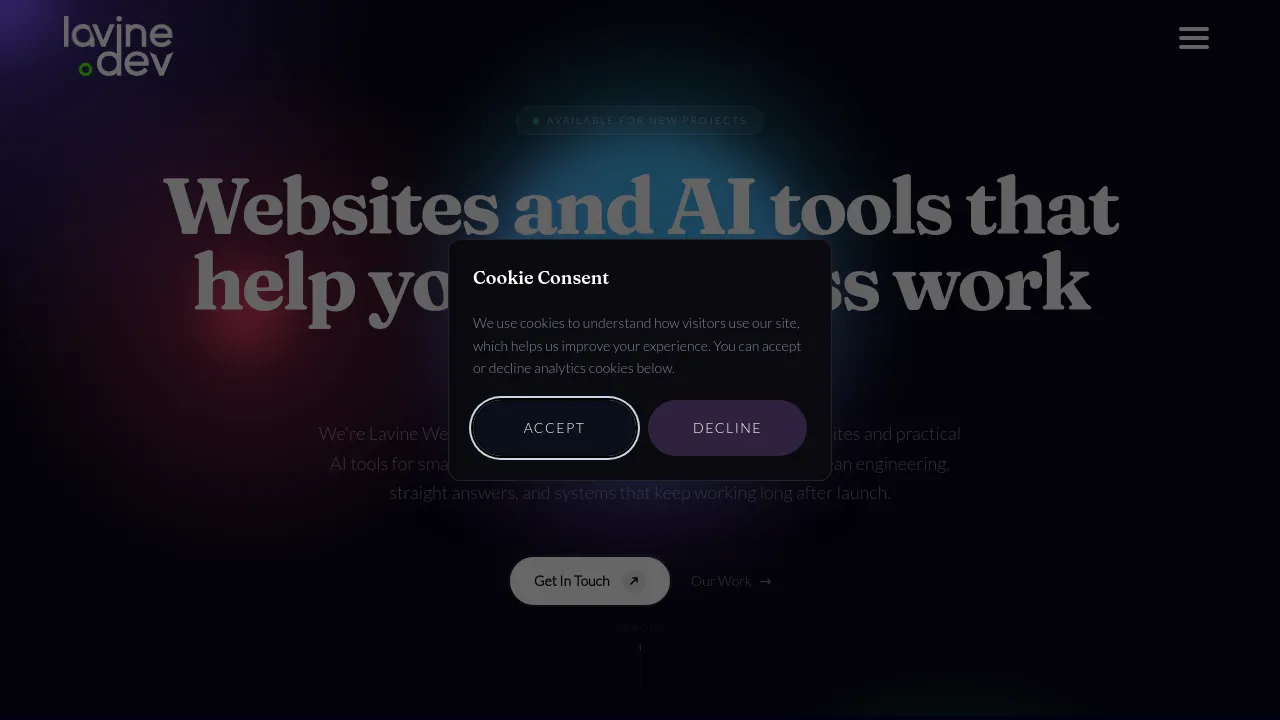 Homepage screenshot of www.lavine.dev