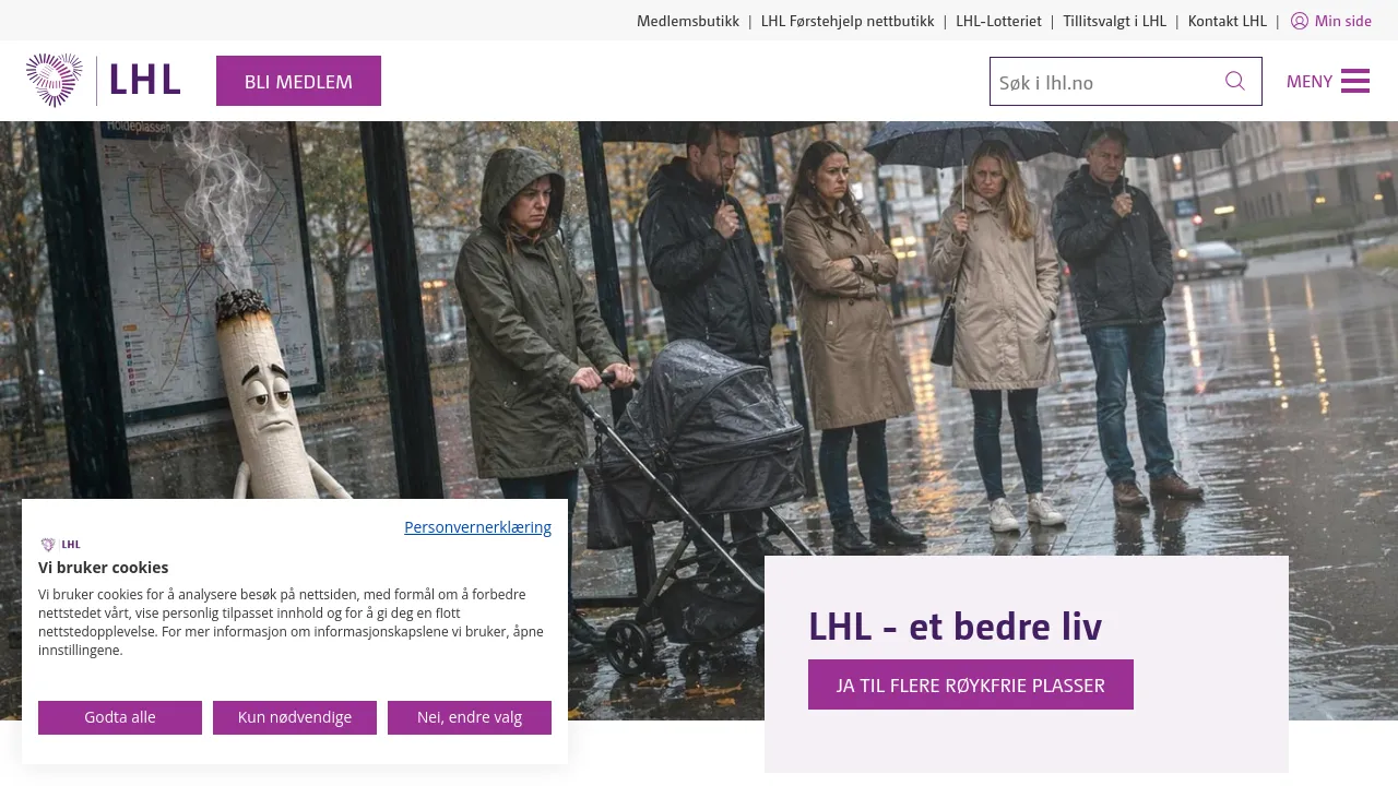 Homepage screenshot of www.lhl.no