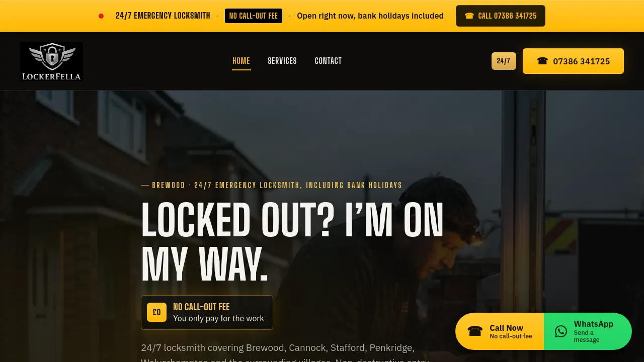 Homepage screenshot of lockerfella.co.uk