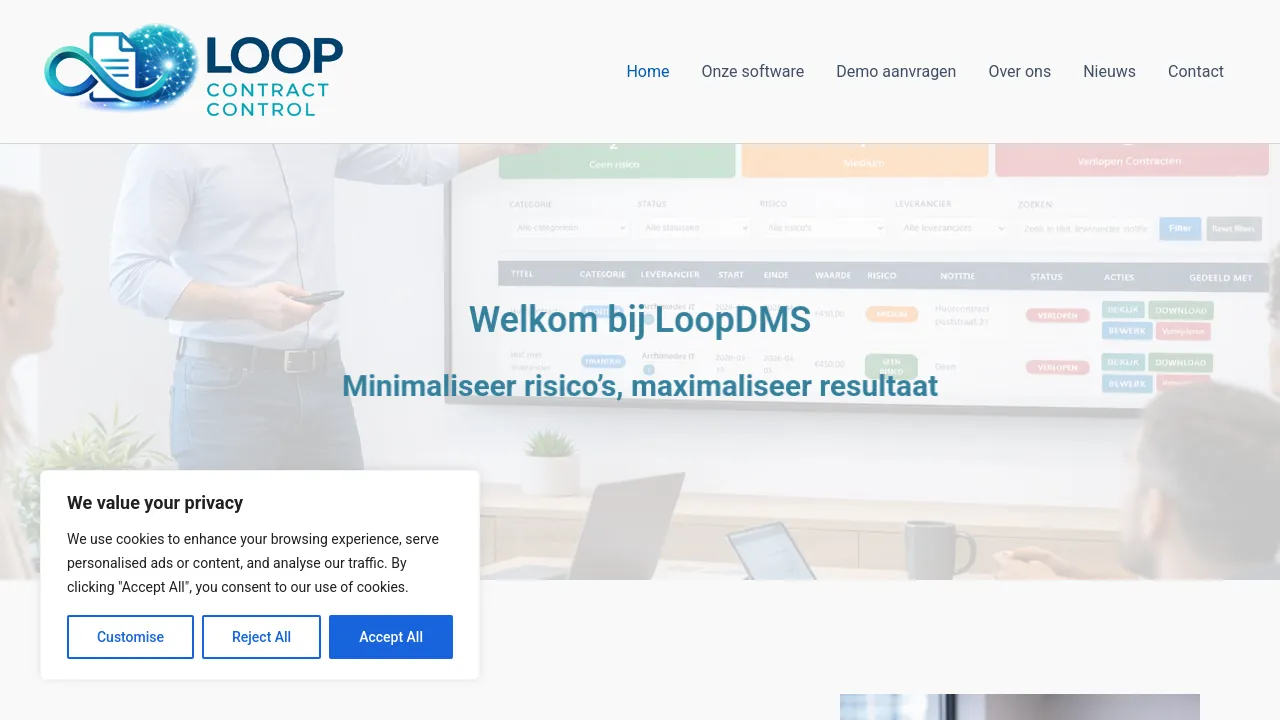 Homepage screenshot of loopdms.com