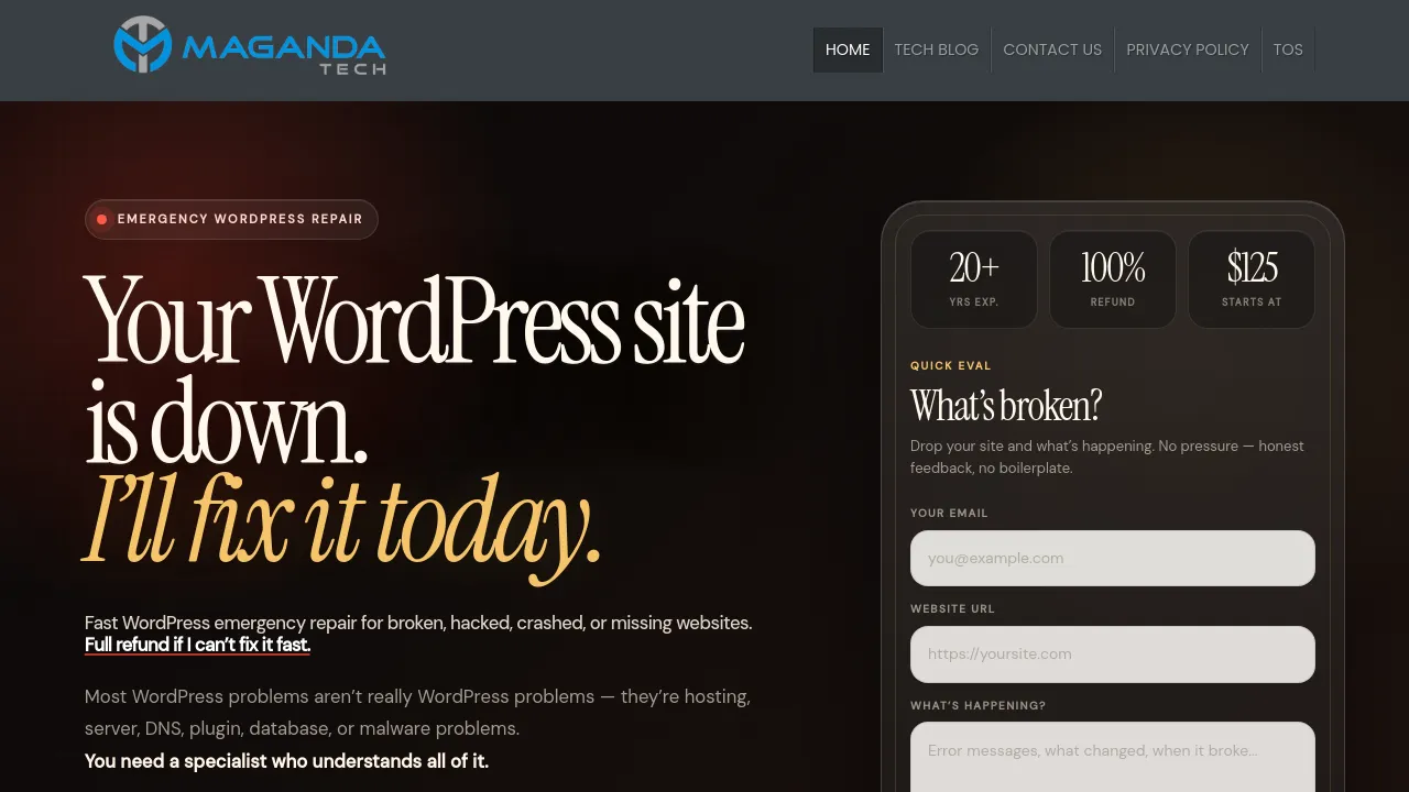 Homepage screenshot of maganda.tech