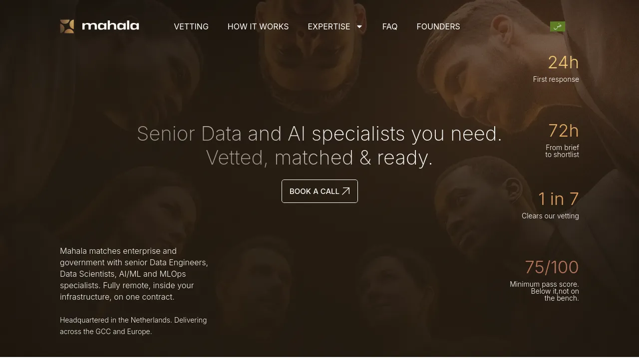 Homepage screenshot of www.mahala.ai