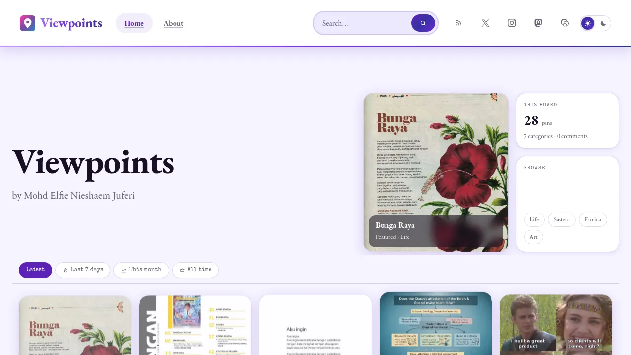 Homepage screenshot of menj.pics