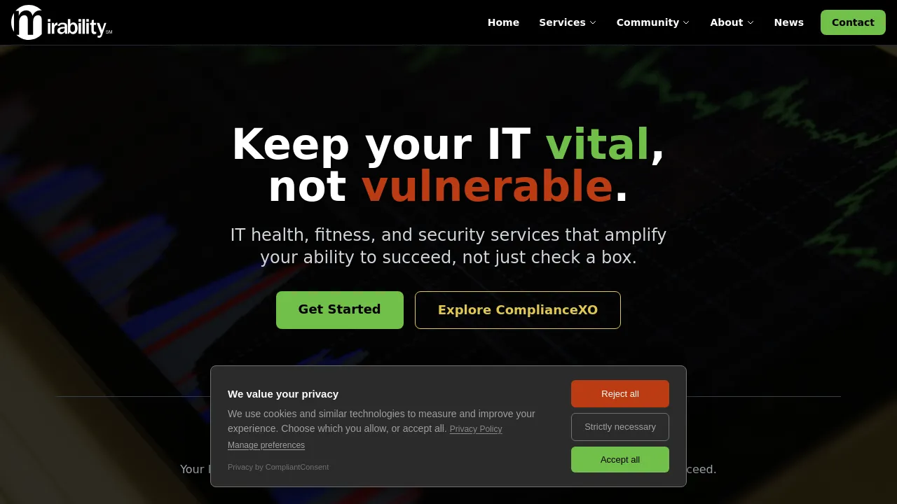Homepage screenshot of www.mirability.com