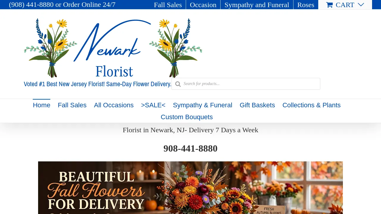 Homepage screenshot of newarkflowershoppe.com