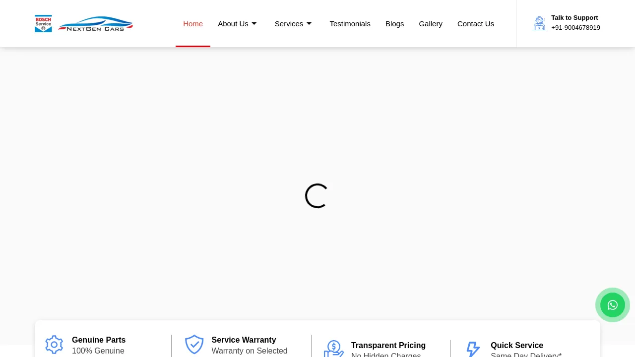 Homepage screenshot of www.nextgencars.in