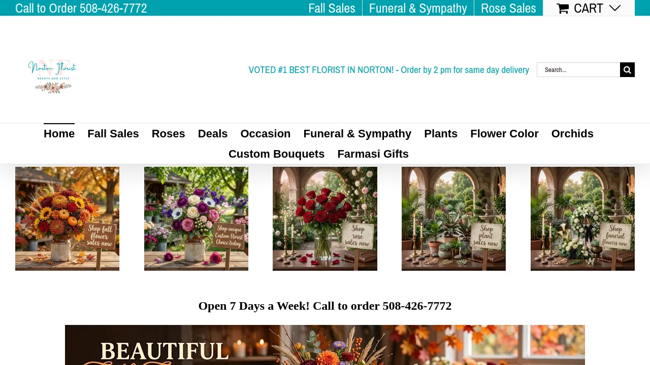 Homepage screenshot of nortonflowershop.florist