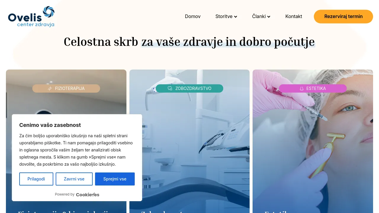 Homepage screenshot of ovelis.si