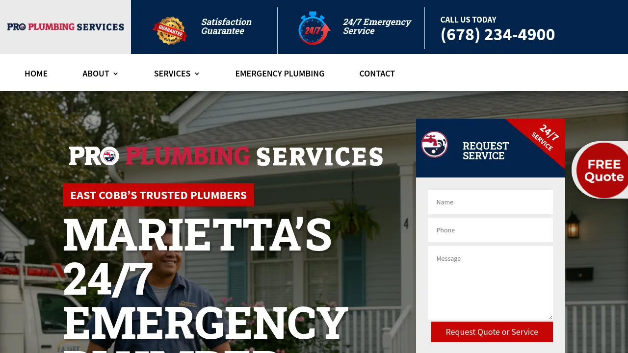 Homepage screenshot of proplumbingga.com