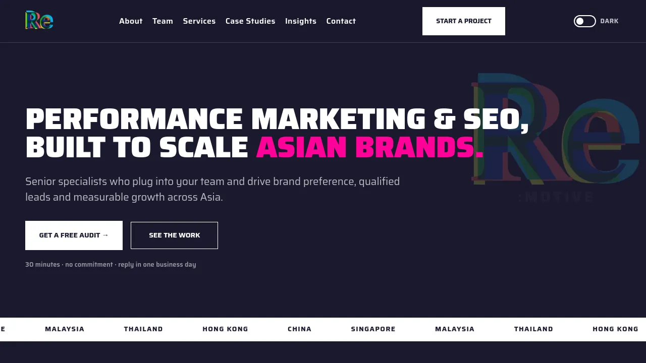 Homepage screenshot of remotivemedia.asia