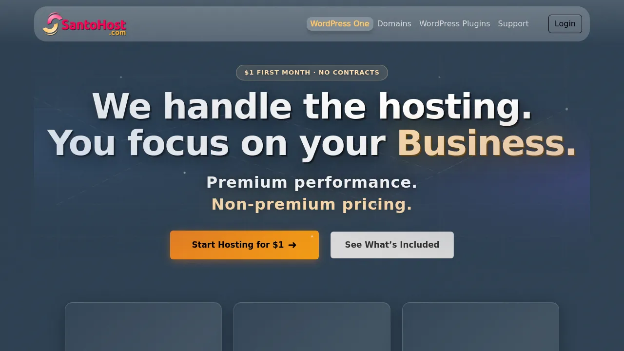 Homepage screenshot of santohost.com