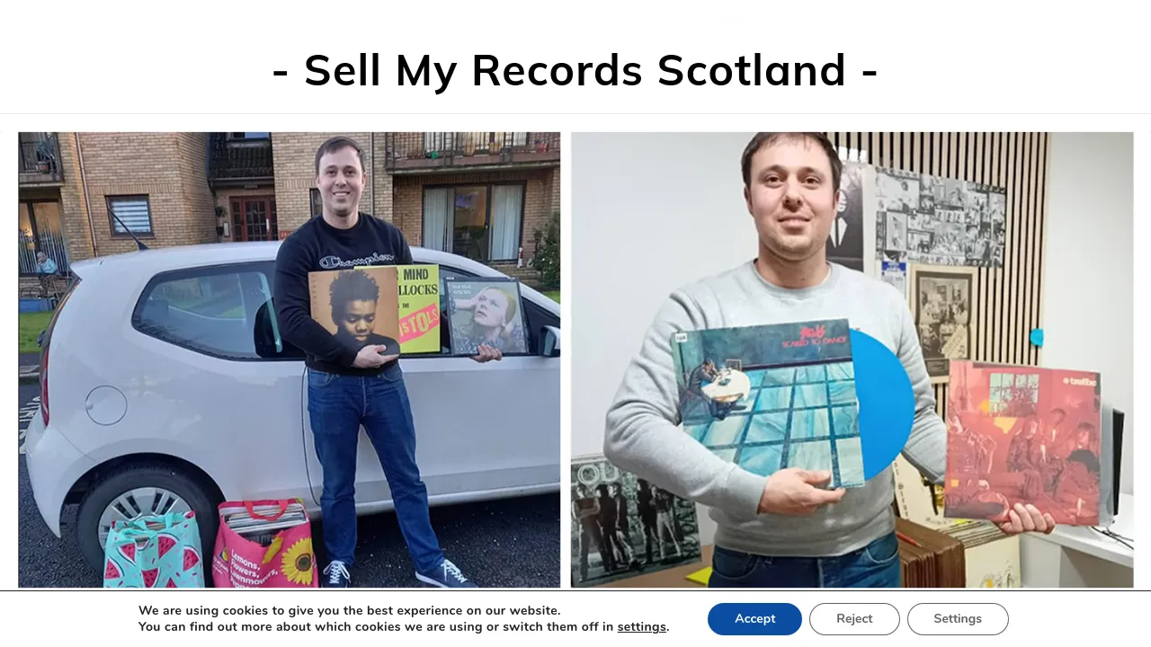 Homepage screenshot of www.sell-my-records-scotland.co.uk