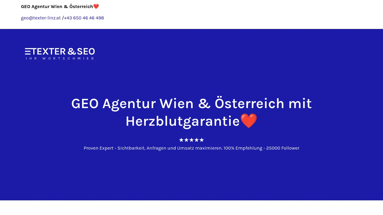 Homepage screenshot of seo-textagentur.at