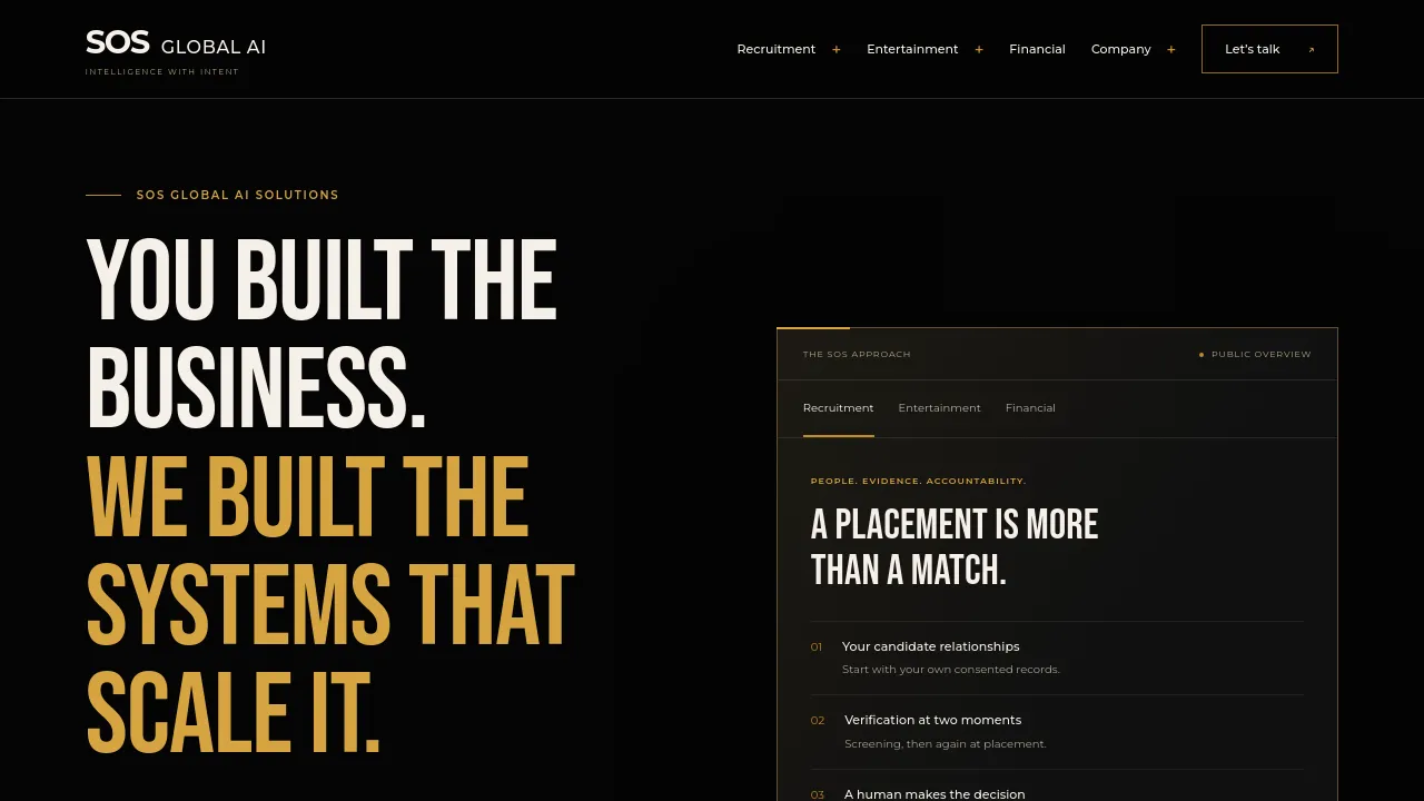 Homepage screenshot of www.sosglobalai.com