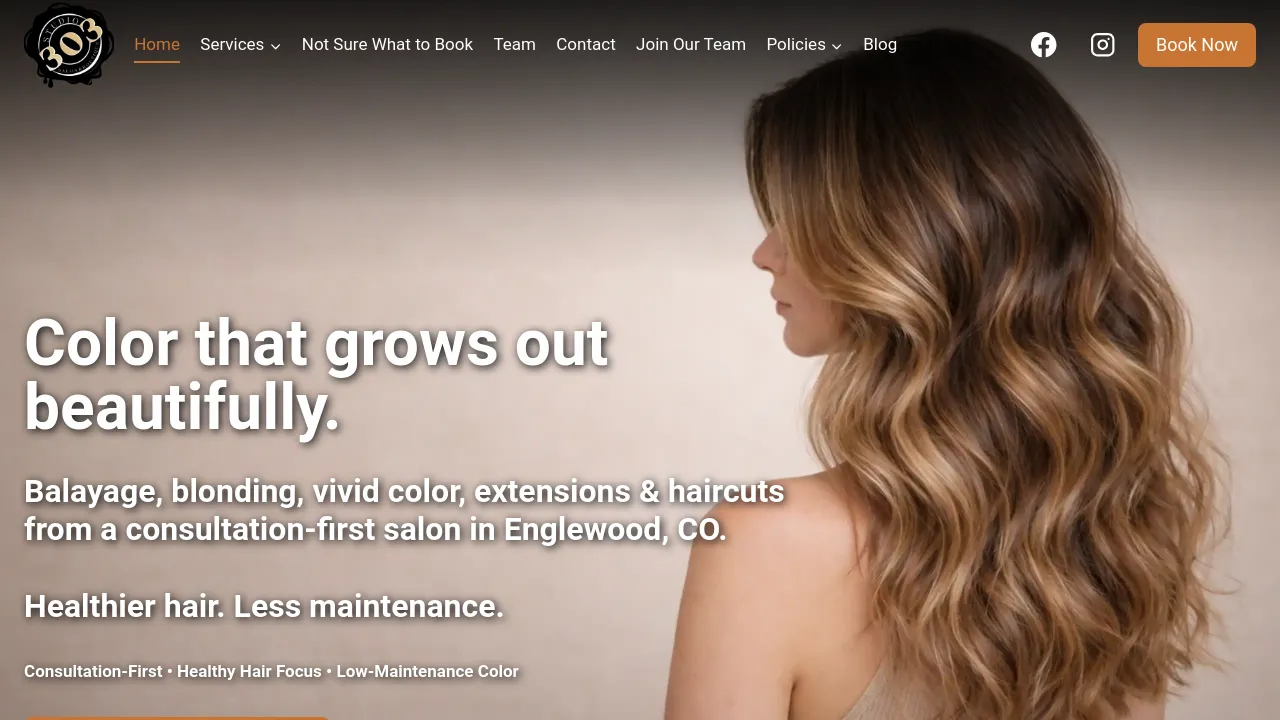 Homepage screenshot of studio303hair.com