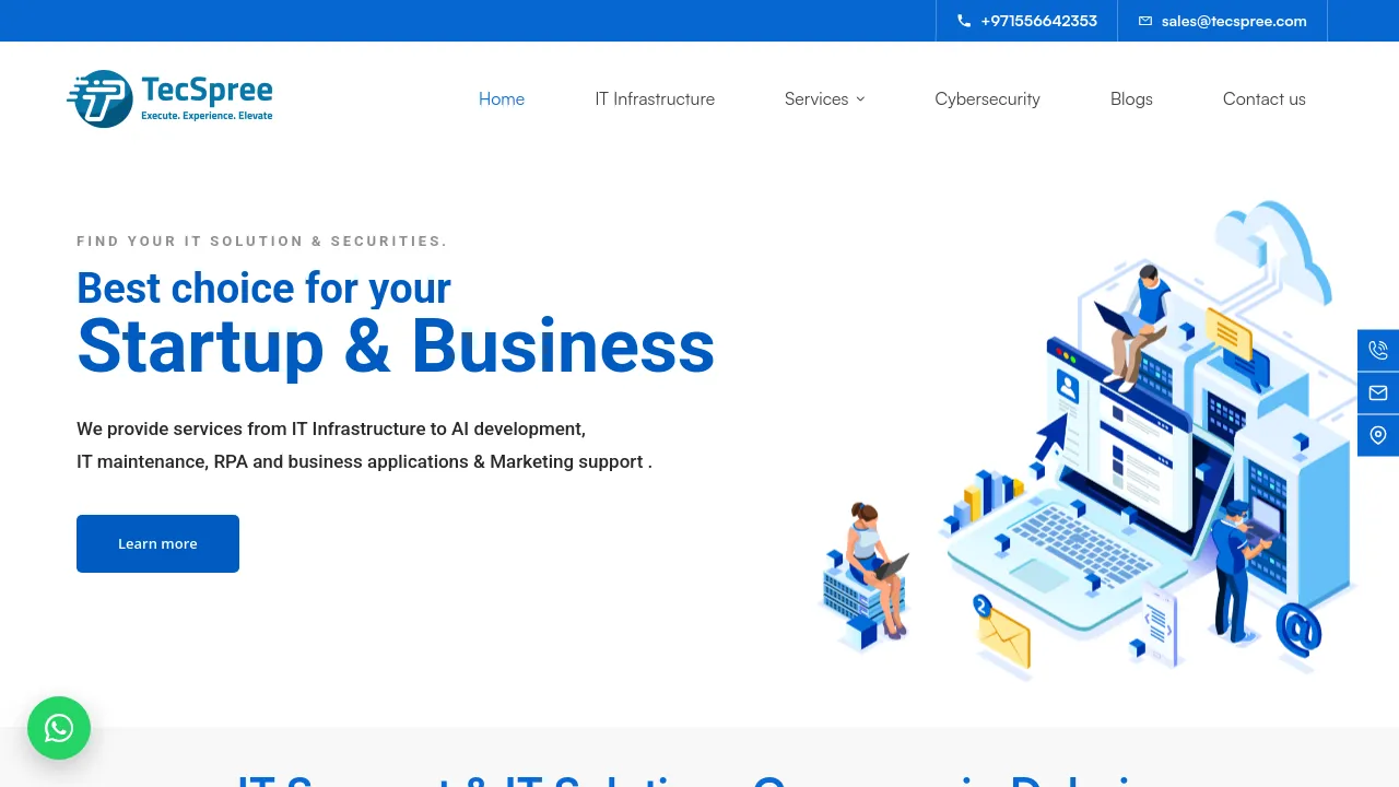 Homepage screenshot of tecspree.com