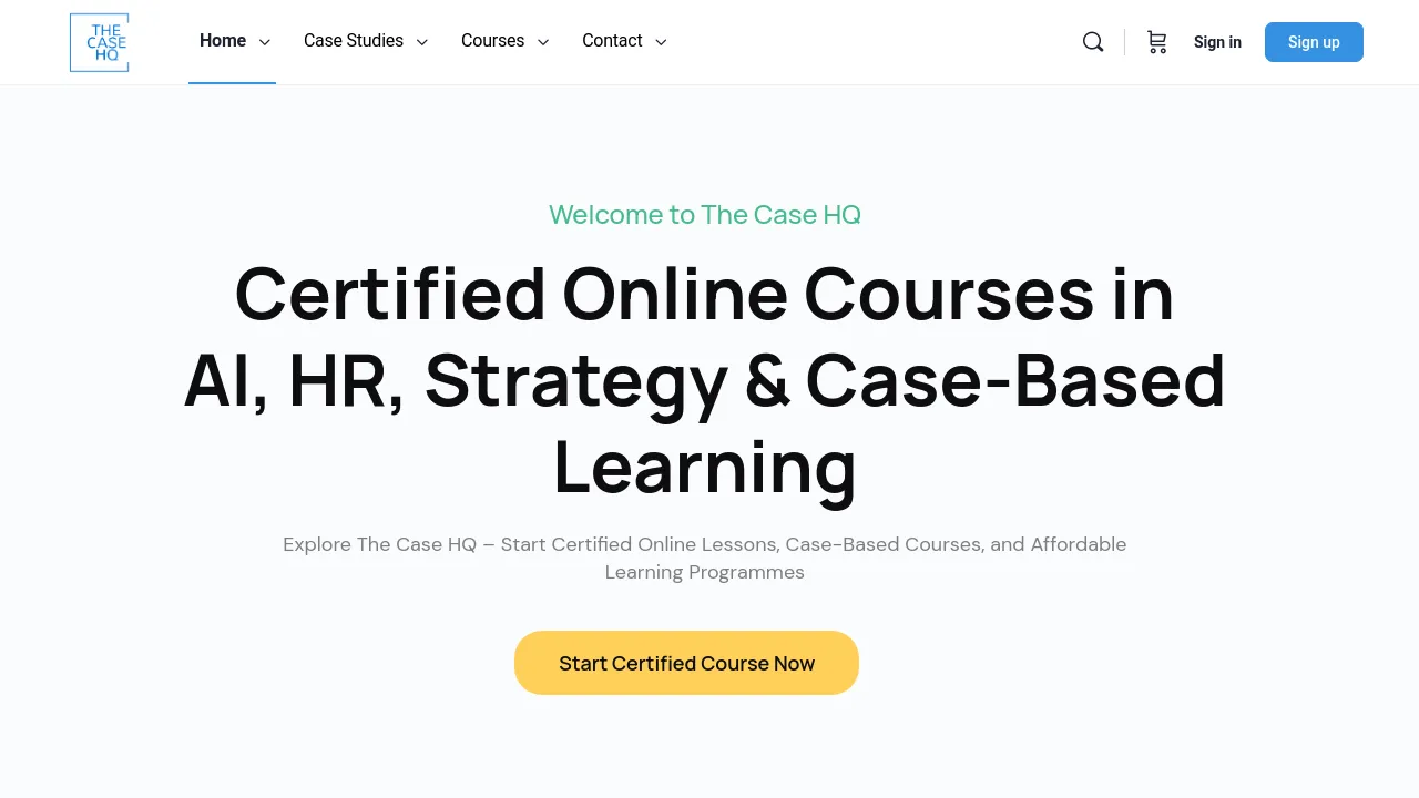 Homepage screenshot of thecasehq.com