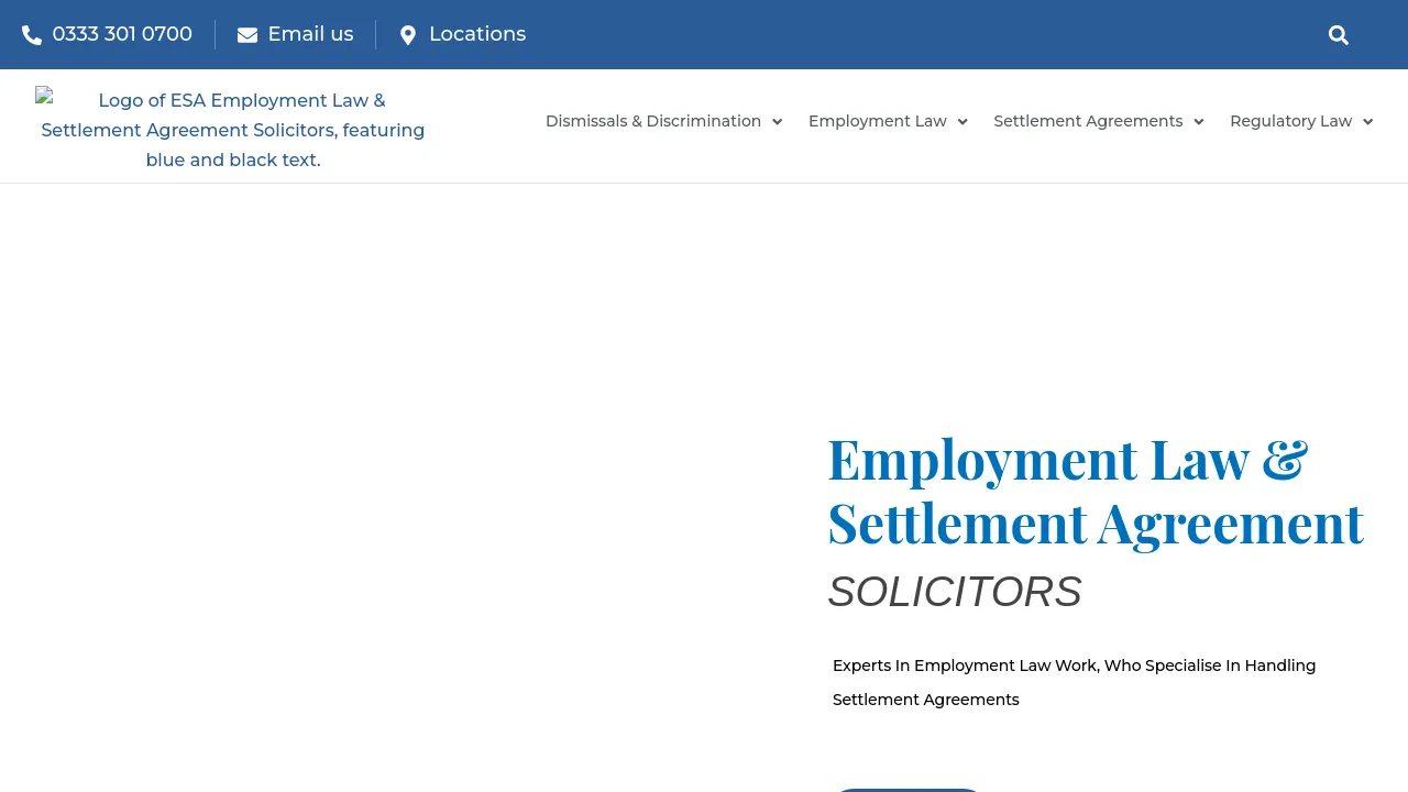 Homepage screenshot of www.theemploymentlawsolicitors.co.uk