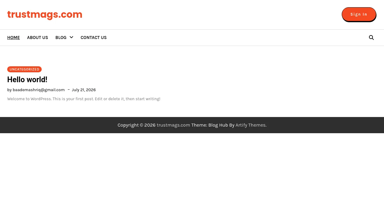 Homepage screenshot of trustmags.com