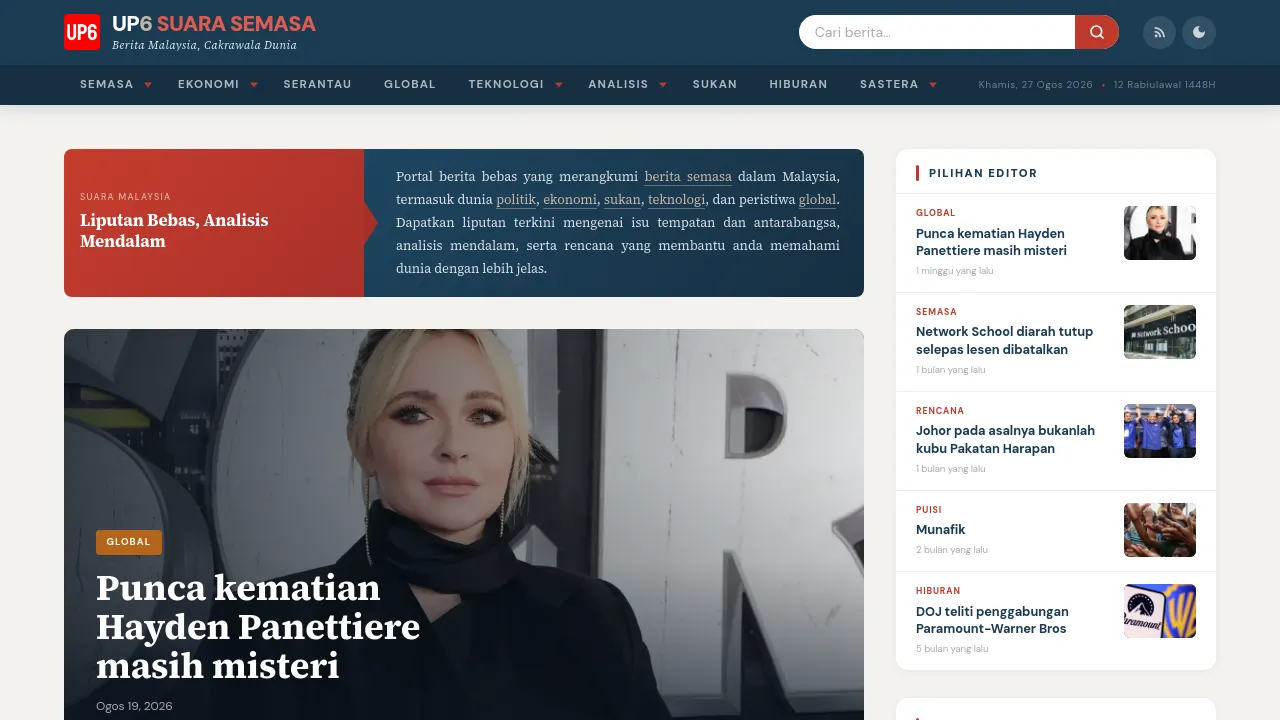 Homepage screenshot of up6.org