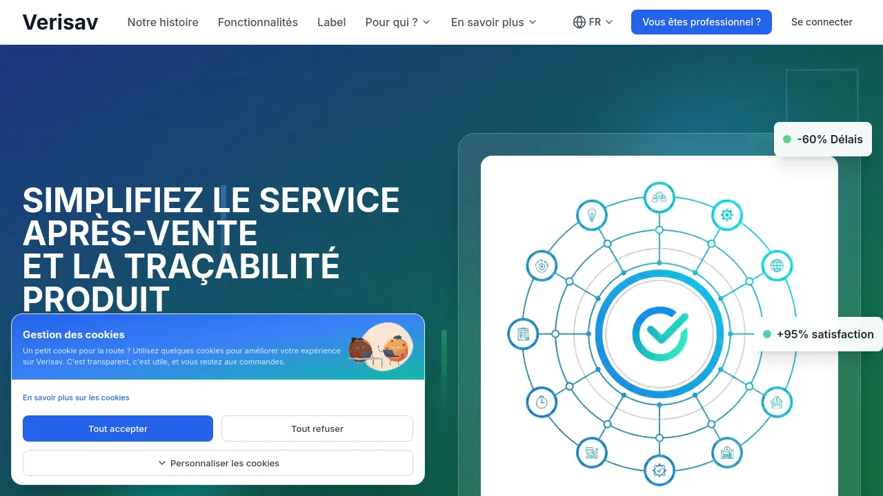 Homepage screenshot of www.verisav.fr